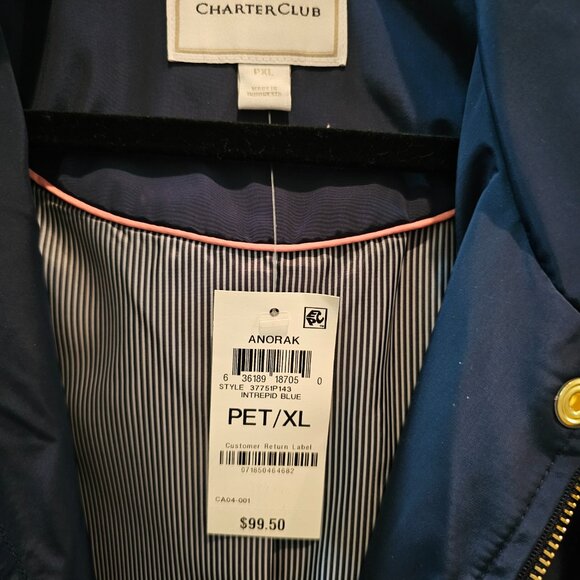 Charter Club Rain Jacket Navy, PXL - Picture 3 of 4